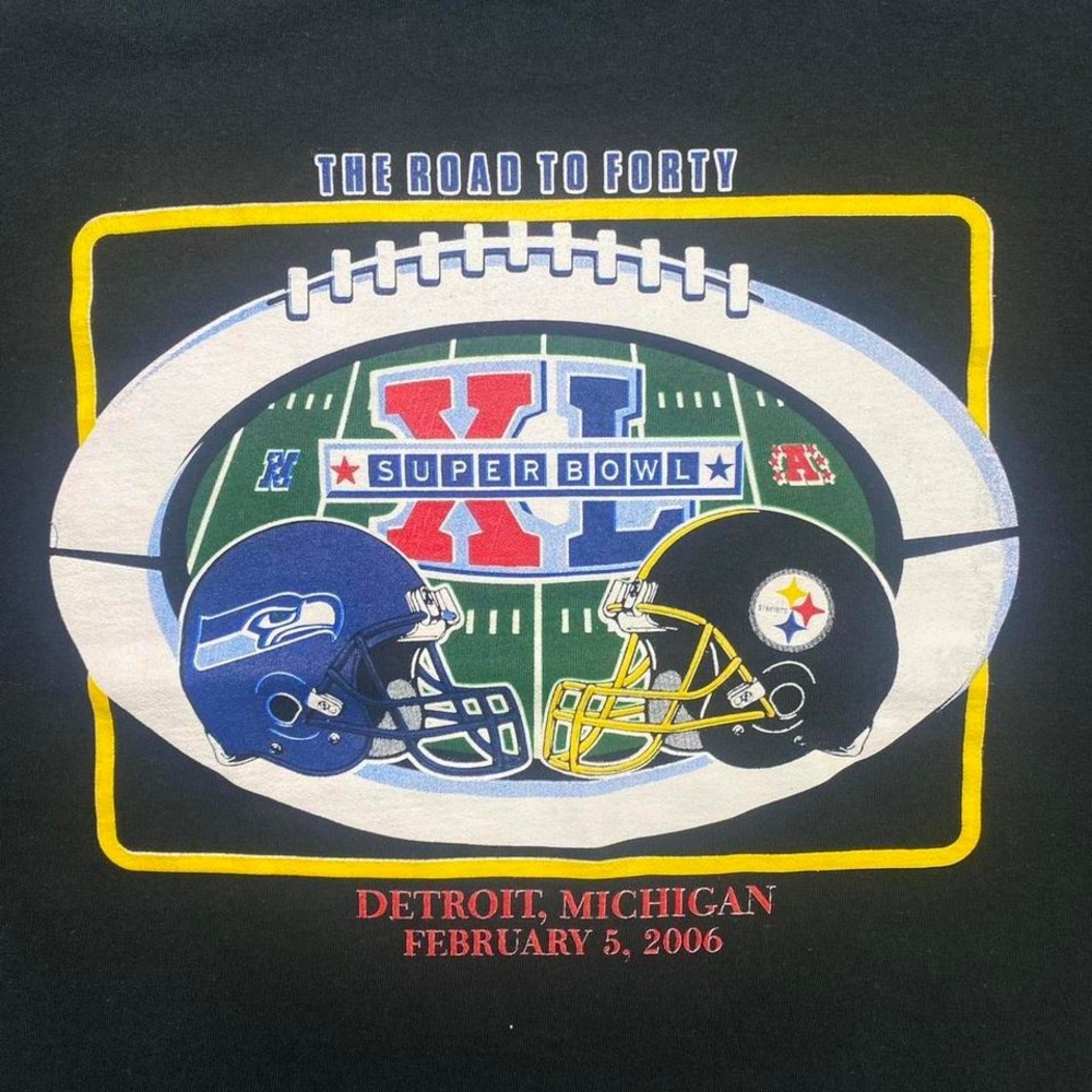 Vintage 2006 Super Bowl Seattle Seahawks vs Pittsburgh Steelers football‎ shirt